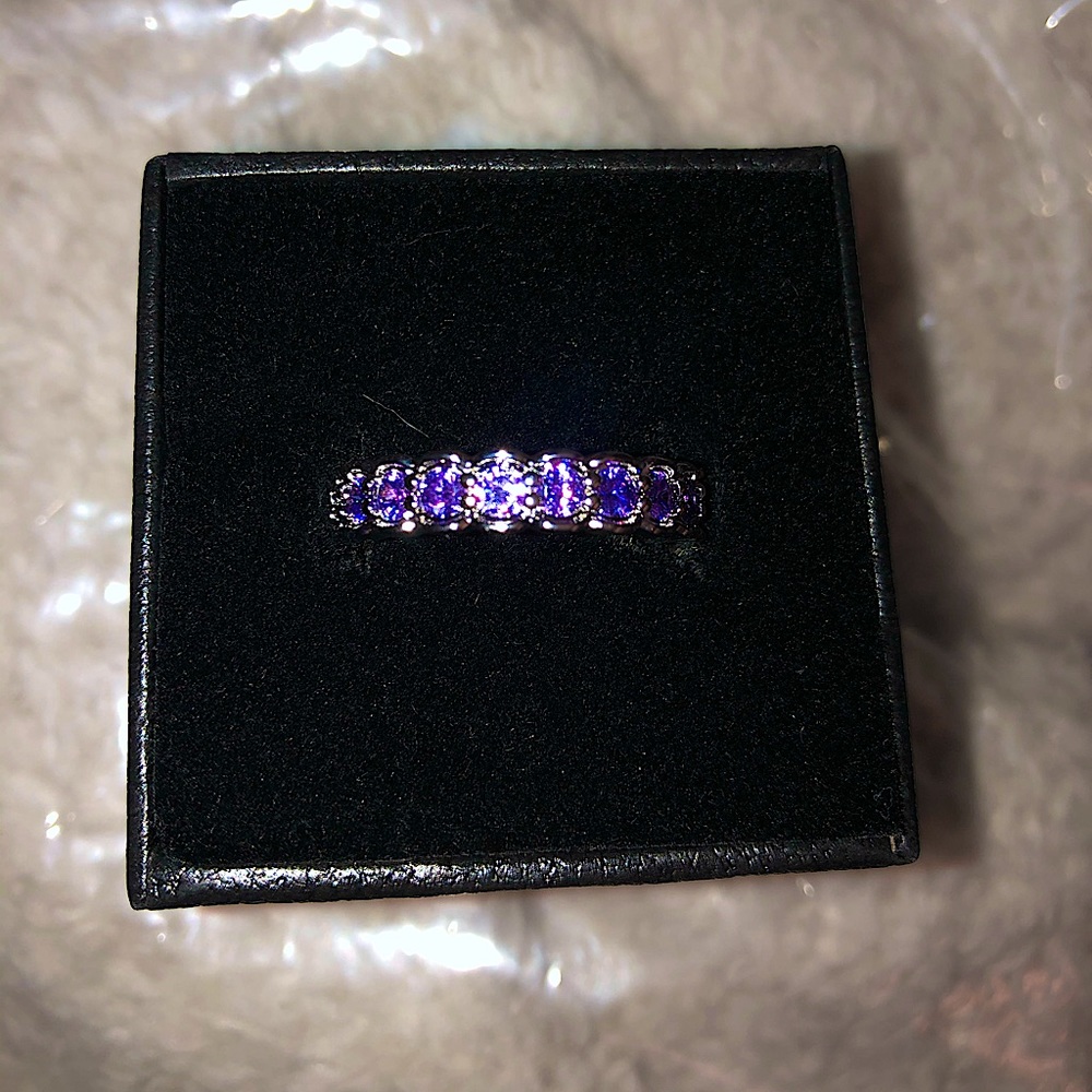 Purple and Silver Enchanted Ring with Gemstone Elegance